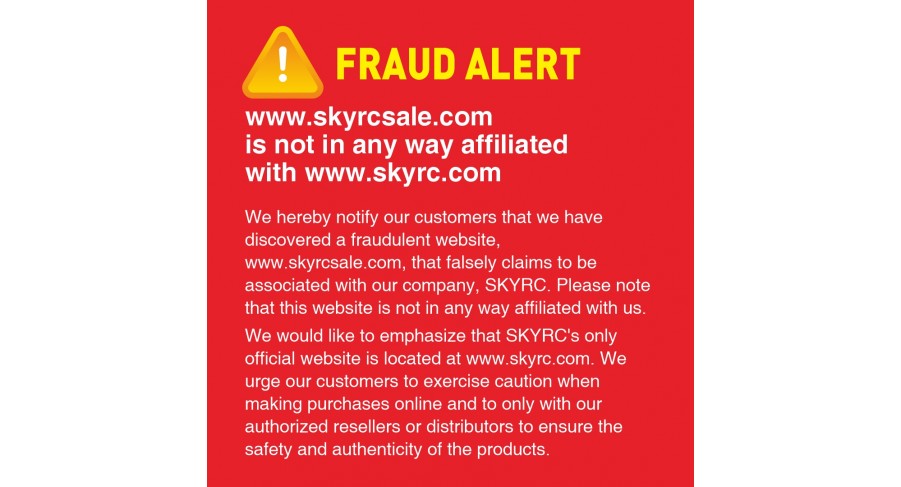 [Fraud Alert] www.skyrcsale.com is not affiliated with SkyRC