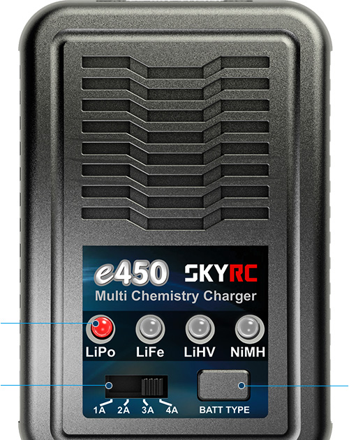 Skyrc Charger cargador e450 ac lipo 2-4s 1-4a 50w NiMH 6-8 cargador rápido 100122